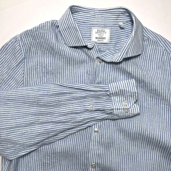 Baird McNutt Murano Linen Dress Shirt Mens Large Button Up Lightweight Office - Picture 1 of 7